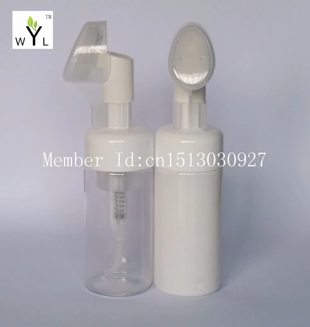

100ML foaming foamer pump bottle with silicon cleaning brush facial cleanser bottle empty refillable liquid soap dispenser WYL
