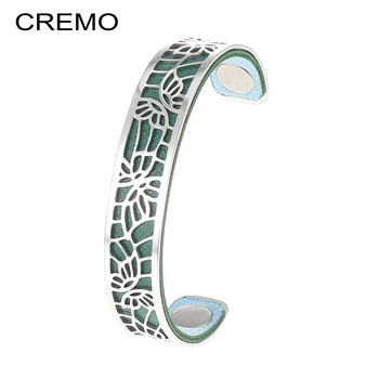 

Cremo Georgette Manchette Butterfly Narrow Cuff Bracelet for Woman Argent Stainless Steel Hollow Bangle Changing Leather Jewelry