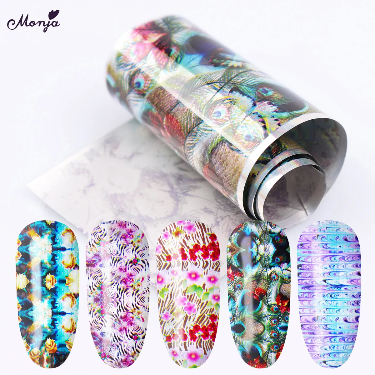 

Monja 16Pcs/Set Nail Art Starry Sky Transfer Sticker Mixed Animal Flowers Styles Design Foils Nail Tips Manicure Decoration Tool