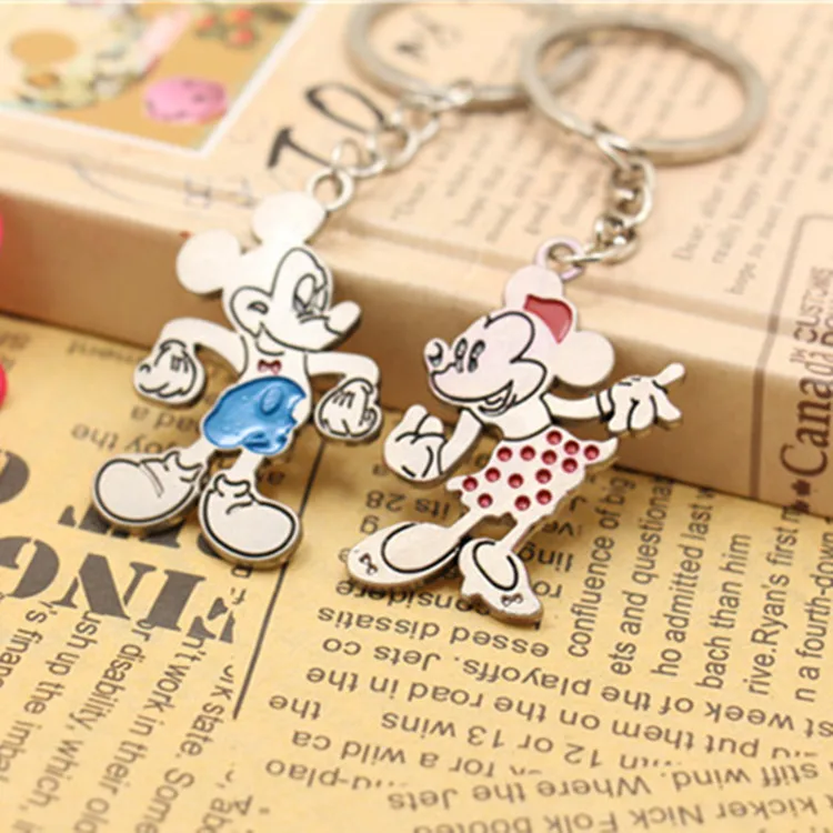 

4pcs Disney Baby Playpens mickey mouse cartoon keychain car key pendant bag girl boy gift souvenir toy figure
