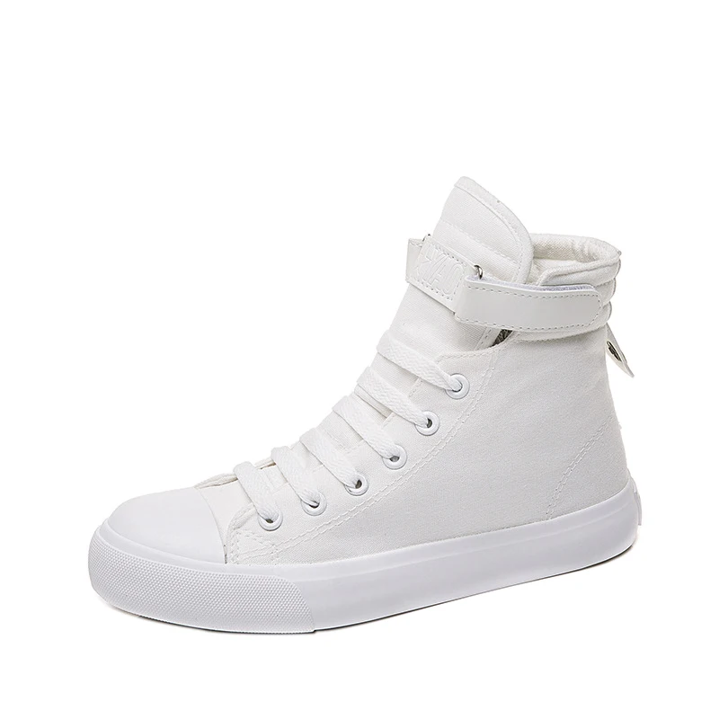 Canvas shoes women 2019 spring and autumn casual white shoes high-top flat lace canvas shoes