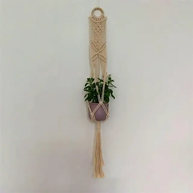 Adeeing Handmade Weave Rope Plants Hanger Indoor Outdoor Hanging Planter Flowerpot Holder