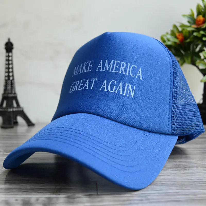 Сделать Америку большой снова шляпа шапка Дональда Трампа в стиле Республиканской партии США настроить сетки бейсболка Патриоты шляпа козырек для президента HO935046 - Цвет: 908215 blue