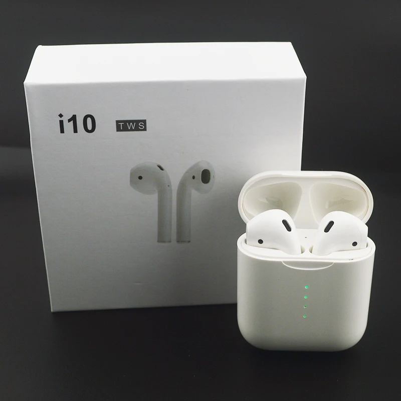 

i10 Tws Wireless Bluetooth 5.0 Earbuds Earphone Auto Turn On/off Wireless Charging with Mic Charging Box pk i7s i9s i12 i11 tws