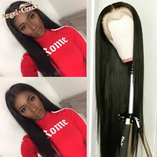 Perruque Lace Front Wig péruvienne Remy naturelle – Angel Grace, cheveux lisses, avec Baby Hair, 8-26 pouces