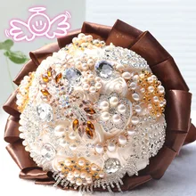 Роскошный жемчуг и брошь уникальный, держащих букет невесты на свадьбе, Свадебный букет невесты держателб для свадебных цветов бусины в форме цветов Букеты Свадебные D196