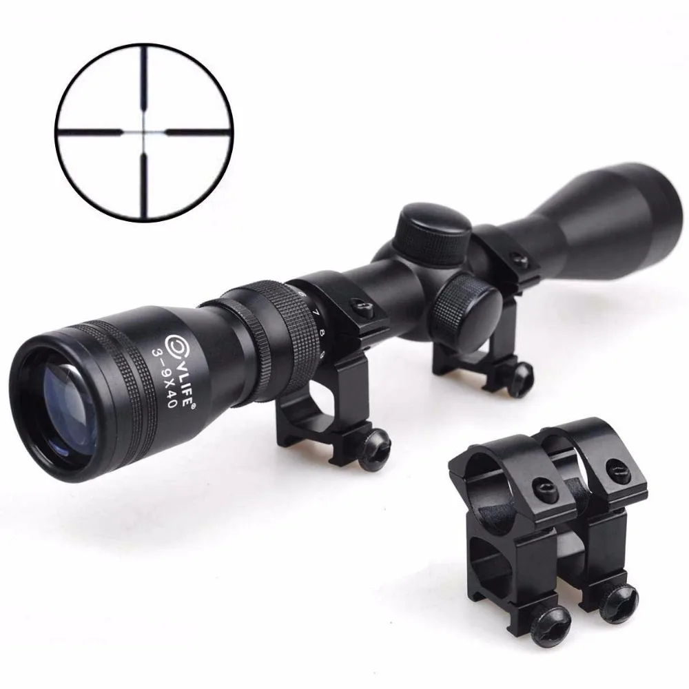 preço Tactical 3 9x40 CVLIFE Optics R4 Ar Retículo Crosshair Sniper Hunting Rifle Scope com Montagens Gratuitas
