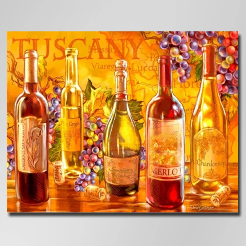 

5D Full Drill diamond painting TUSCAN BOTTLES icons diamond embroidery Home Decoration Cross stitch Not folding canvas Crafts