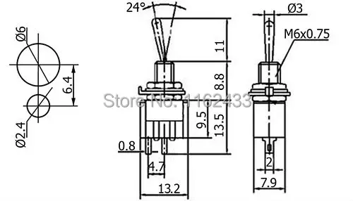 MTS-101 toggle switch drawing