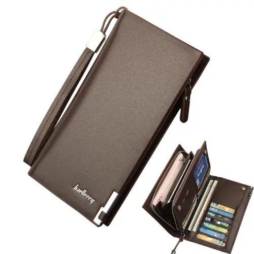 

Men's Leather Wallet Bifold ID Card Holder Purse Checkbook Long Clutch pretty