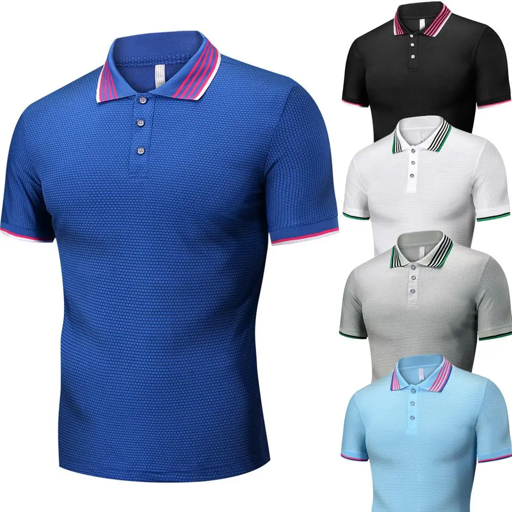 

Men's New Casual Euro-American Style Patchwork Lapel Short Sleeve Tops Desiger Quick drying Short Sleeve shirt Clothes