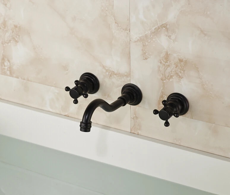 

Oil Rubbed Bronze Waterfall Basin Faucet Dual Cross Handles Vessel Sink Mixer