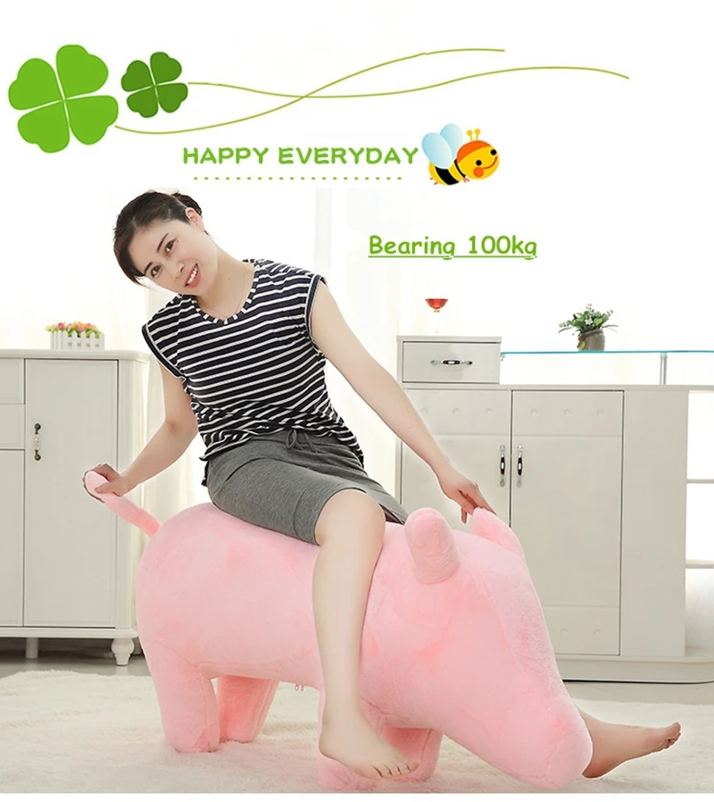 Dorimytrader kawaii pink pig plush sofa large piggy lazy chair bearing 100kg room deco Leisure partner birthday gift DY50278 (7)