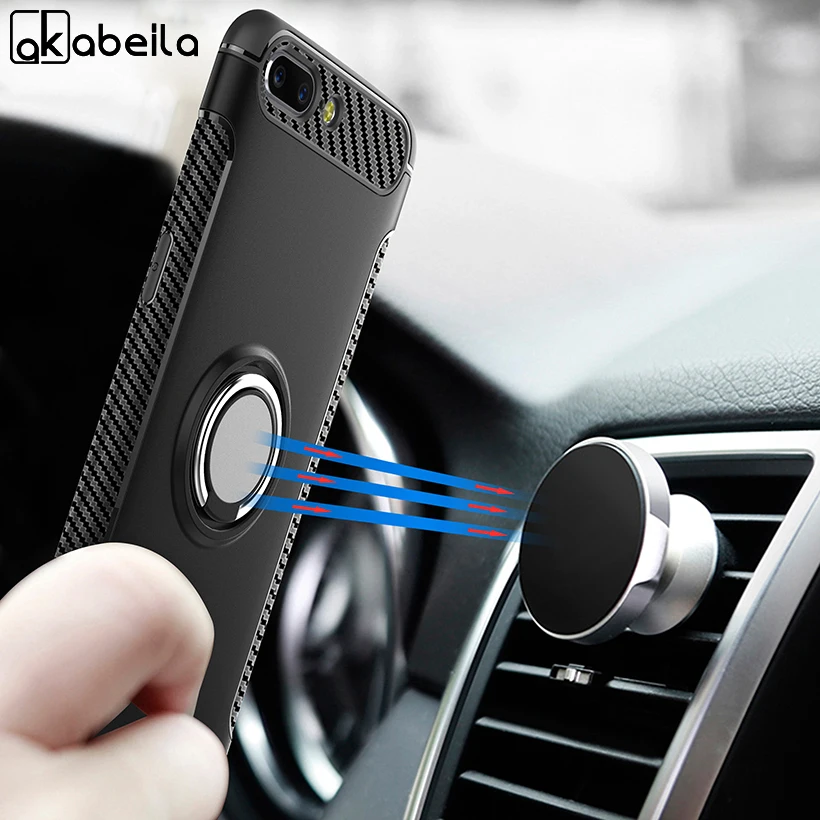 

AKABEILA Case For Oneplus 5 Cover Finger Ring Car Magnet Matte Protector For Oneplus 5 Oneplus5 A5000 Kicksatnd Shell One Plus 5