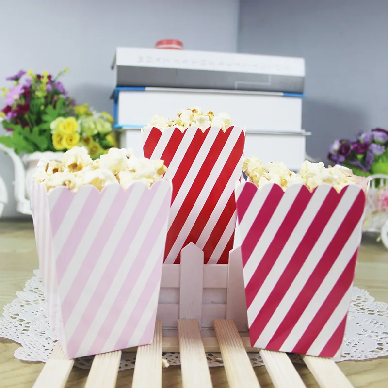 12pcs/pack Oblique Stripes Popcorn Box Party Supplies Popcorn Box Gift Favor Accessory Kids