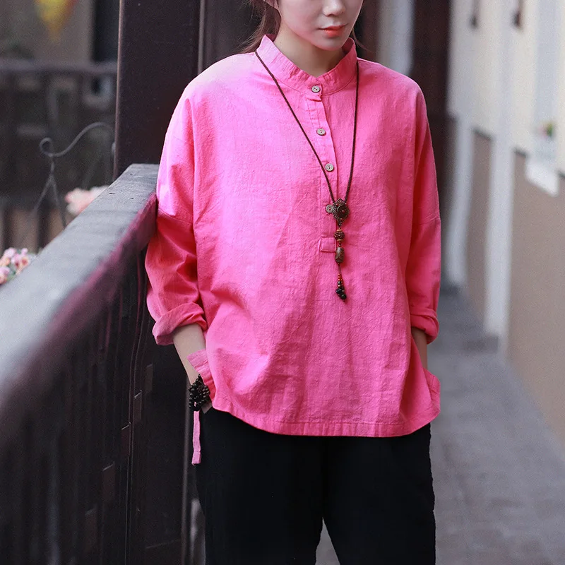 

Solid Cotton Linen Women Blouse Shirt Plus size Loose Casual Summer Shirts White Blue Black Pink Blouse Femme Tops Blusas C094