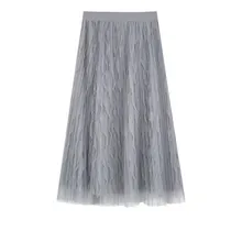 Весна новое поступление женские плиссированные юбки высокая Талия Тюль сплайсинга Faldas Largas Elegantes 4 цвета