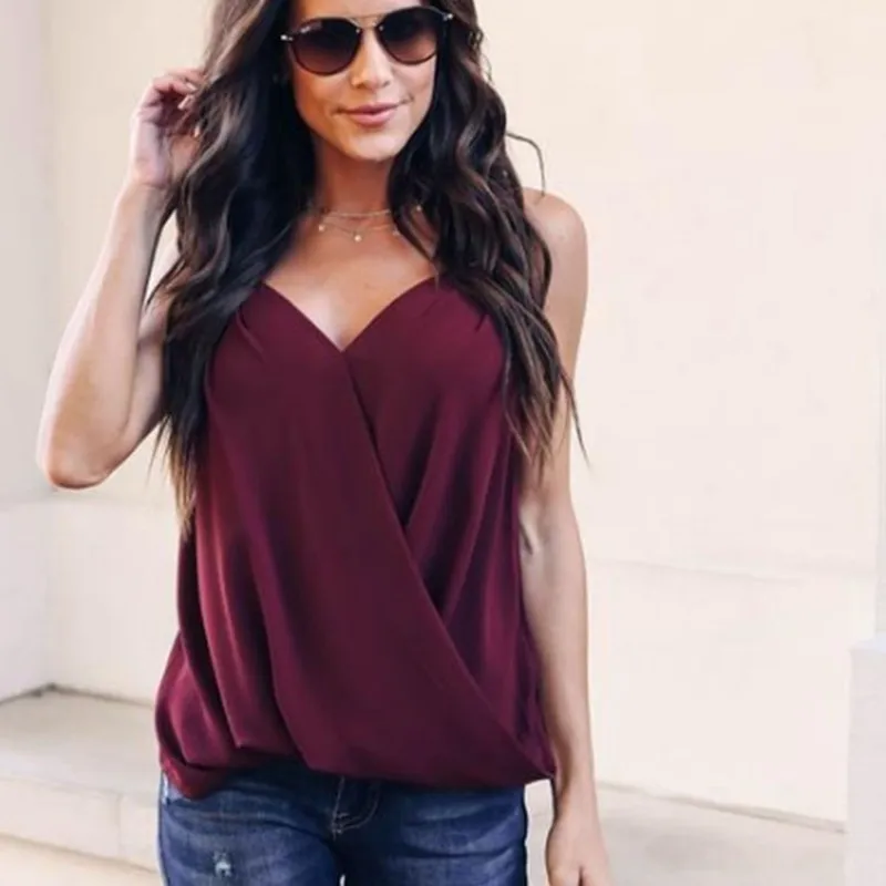 

2019 Fashion Chiffon Top Women Plus Size Camis Summer Sexy Tops Solid Casual Sleeveless Tank Top Woman Streetwear Oversized