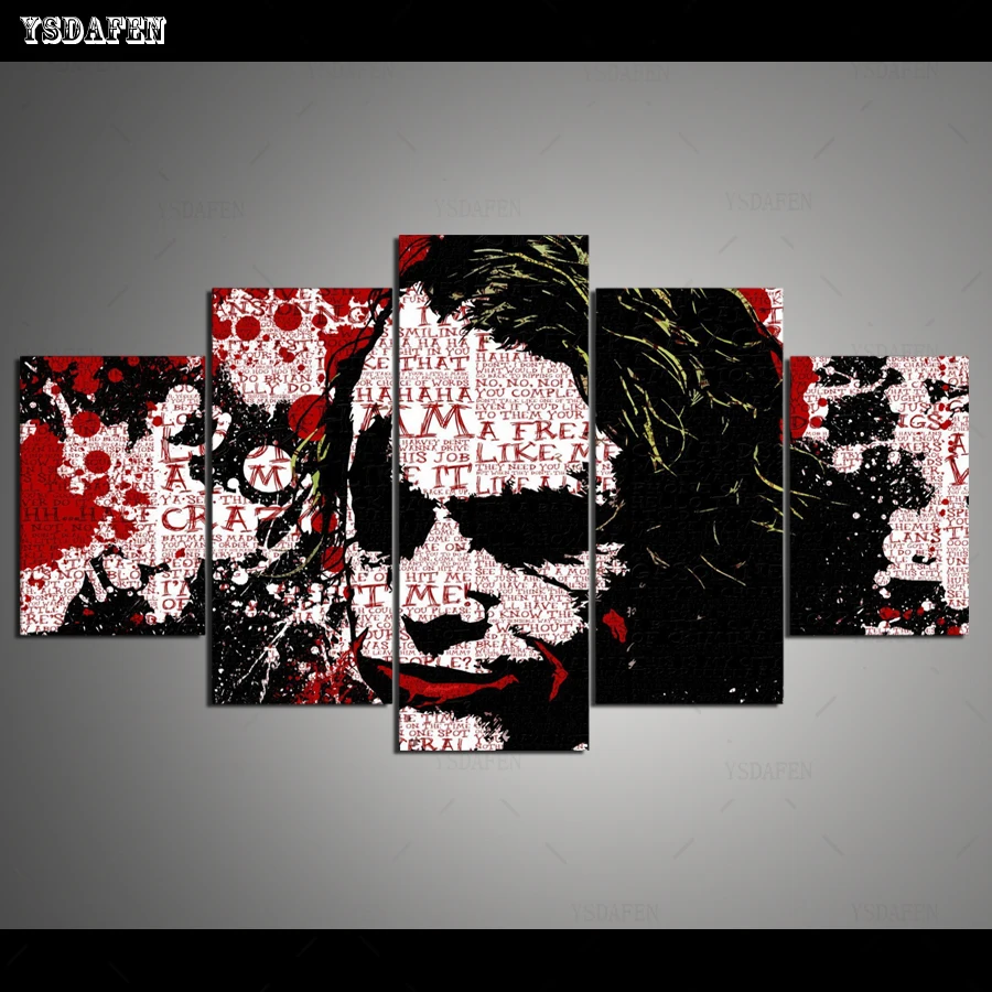 Прямая поставка HD 5 панелей искусство на холсте JK joker word Art 16 картина домашний