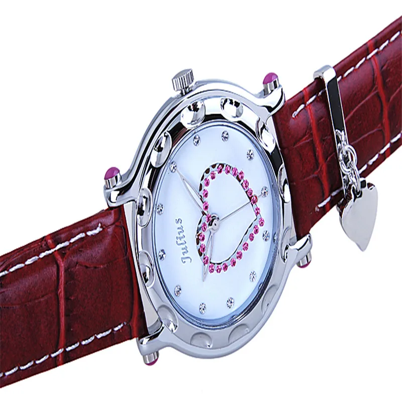 

Julius women quartz watch waterproof lady Retro crystal high quality Romantic heart-shaped stereo brand watches 003