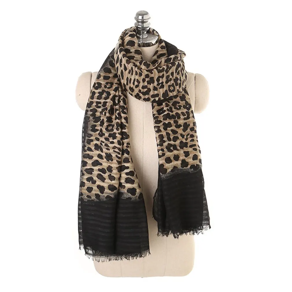 Simple Cotton Linen Scarves Leopard print Scarf Soft And Light Scarf