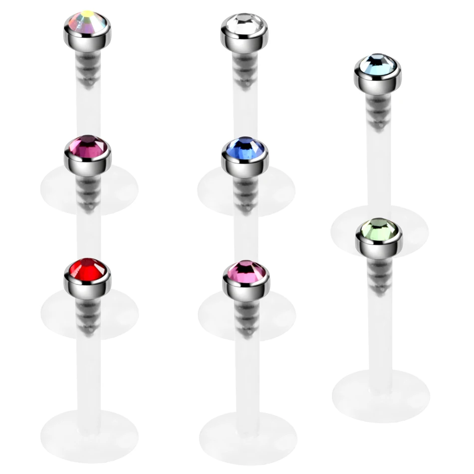 1PC G23 Titanium Bioplast Flexible Labret Stud Lip Piercing Rings 16g Ear Cartilages Tragus Helix Piercing Fashion Girls Jewelry