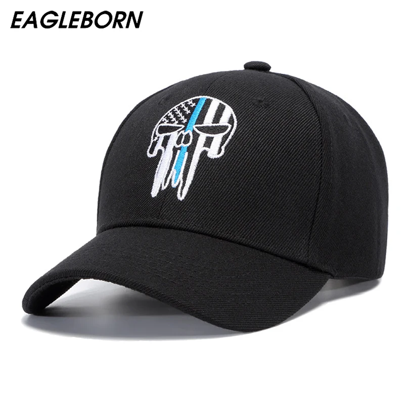 

2019 Black Cool Skull Navy Seal Baseball Cap The Punisher Tactical Caps Personality Embroidery Hip Hop Skull Snapback US Cap Men