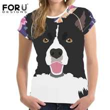 FORUDESIGNS/женская футболка для бега Rashgard Женская Kawaii собака колли с принтом Йога Женская Спортивная кофта быстросохнущая Спортивная одежда для фитнеса