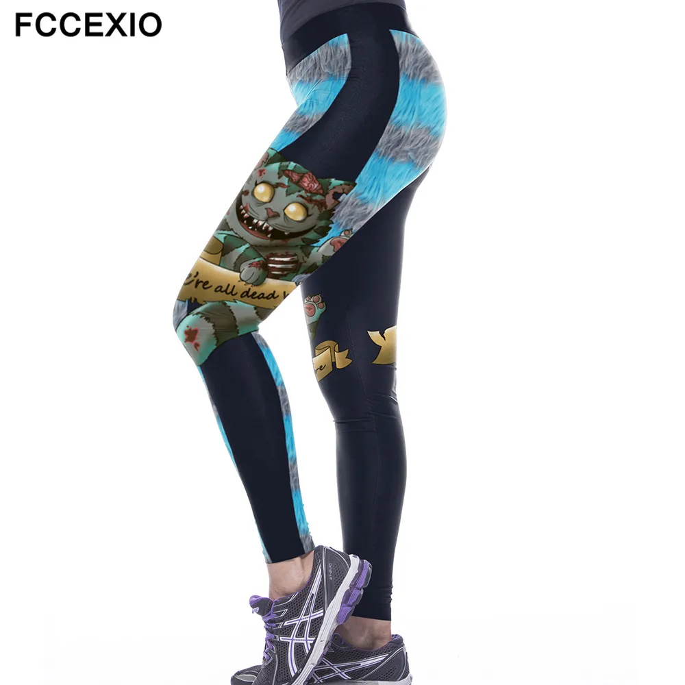 

Alice In Wonderland Women's Leggings Cheshire Cat 3d Print Legins Workout Pants Elastic Waist Band Push Up Slim Fitness Legging