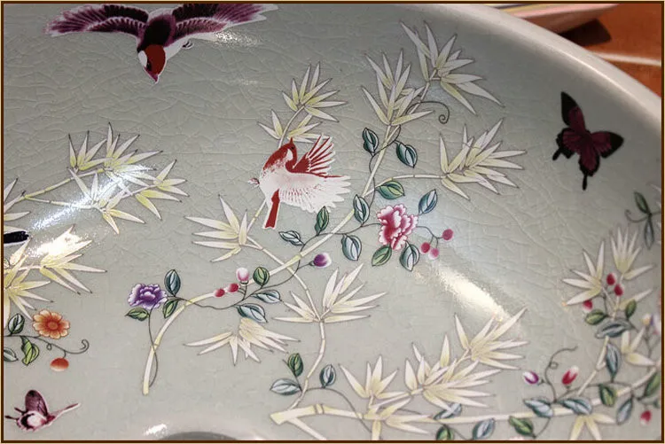 Китайская классическая живопись античный ледяной треск белая керамическая раковина для ванной