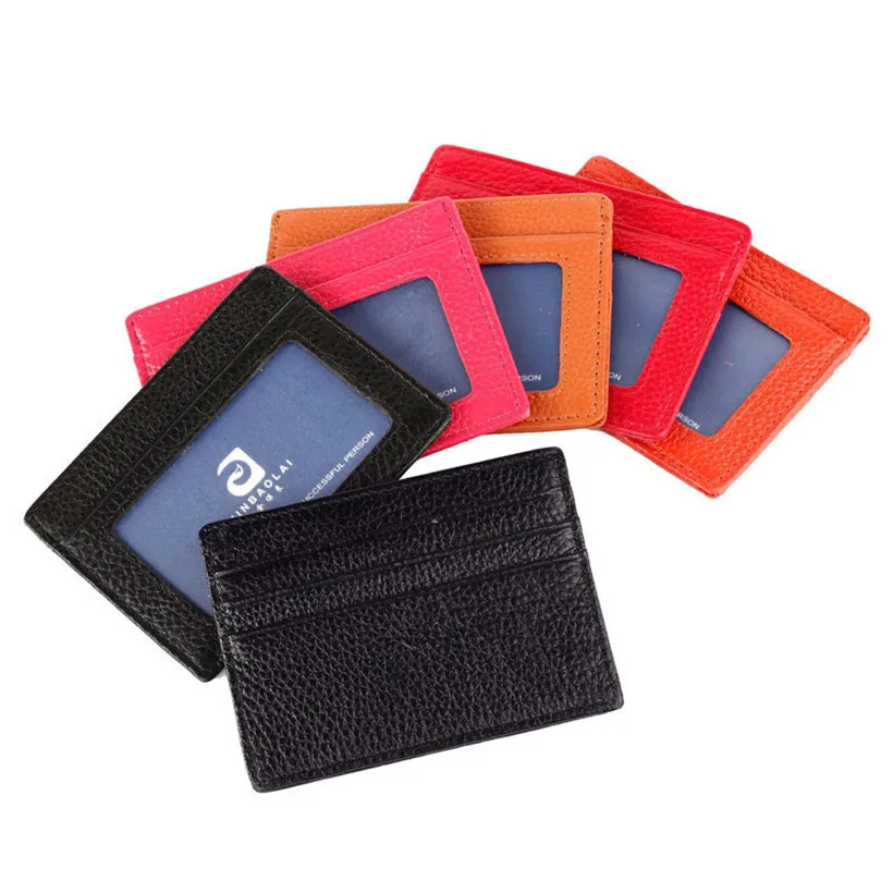 

Mini Neutral Leather Wallet Unisex Fashion Bank Credit Card Package Solid Colors Card Holder Business Card Case Card Box