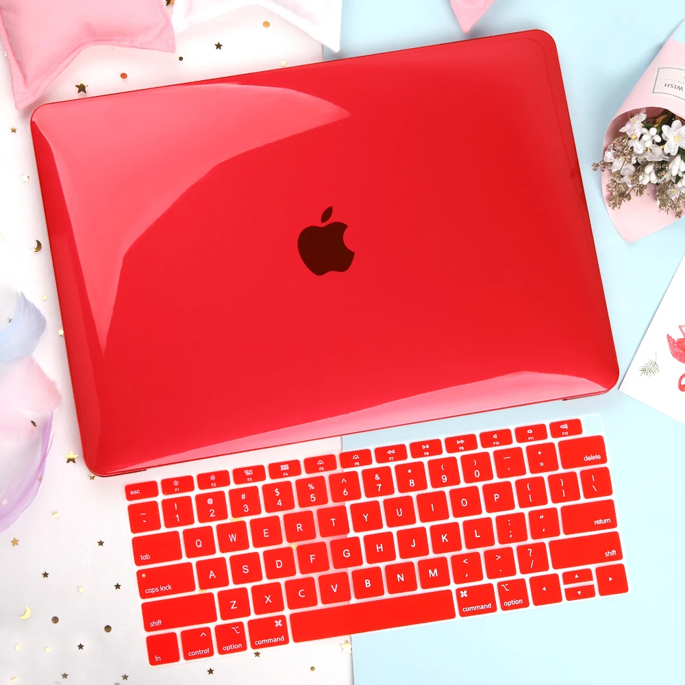 Прозрачный пластиковый твердый чехол для ноутбука MacBook Air 13 retina Pro 13 15 16 дюймов ноутбука крышка клавиатуры A1932 A2141 A2159 - Цвет: Красный