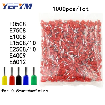 

1000PCS/lot tube insulating terminals E0508 E7508 E1008 E1508/10 E2508/10 E4009 E6012 insulated cable wire crimp connector
