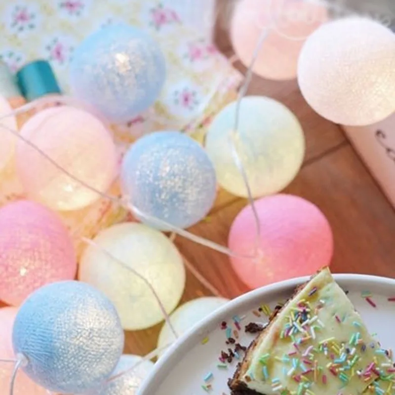 DCOO Holiday Lightting 3M LED Colorful Fairy Cotton Ball Garland Garden Bedroom Party Wedding Decoration 20 LEDs Lights String