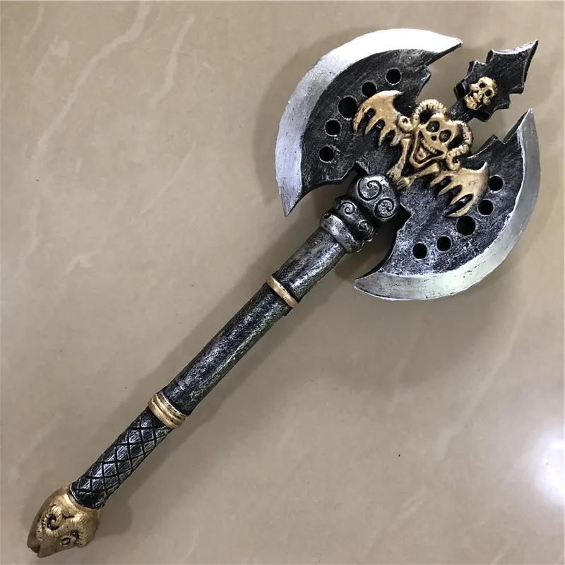 

1:1 Cosplay Weapon Prop Knight Warcraft Double-edged Black Axe Movie Game Anime Role Play Halloween Link Cos Kids Gift PU 70