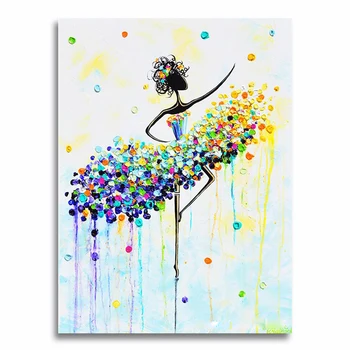 

Hand Painted Abstract Dancer Painting Dance Wall Art Impasto Palette Knife Paintings Artist Christine Kraincok Blue Yellow