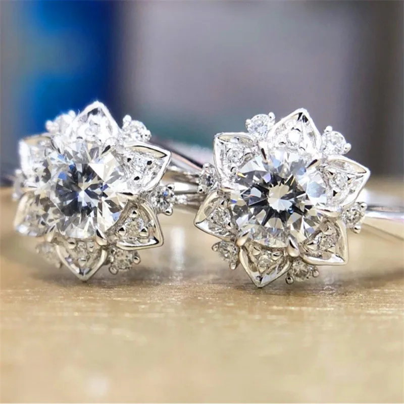 Милое женское маленькое белое кольцо с цветком модные серебряные цветные обручальные кольца ювелирные изделия обещают обручальные кольца для влюбленных женщин