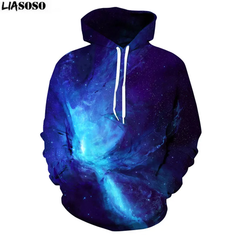 

LIASOSO Brand clothing Space Galaxy 3D Hoodies Sweatshirt Men/Women Hooded Cap Casual Hoody Print Paisley Nebula Jacket