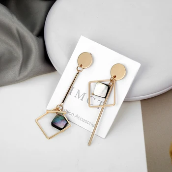 

Simple Asymmetrical Earrings For Women Acrylic Earrings Gold Round Square Geometric Earrings Korean Style Fashion Pendientes