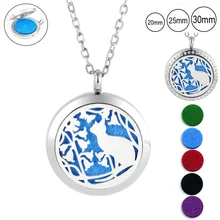 Милый Кот серебряное эфирное масло ожерелья ароматерапия из нержавеющей стали ожерелье магнитный кулон ювелирные изделия бесплатно с 5 подушечками