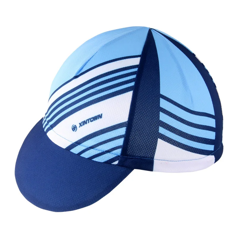 Cycling Cap Men Blue Stripes Pattern Breathable Quick Dry Bicycle