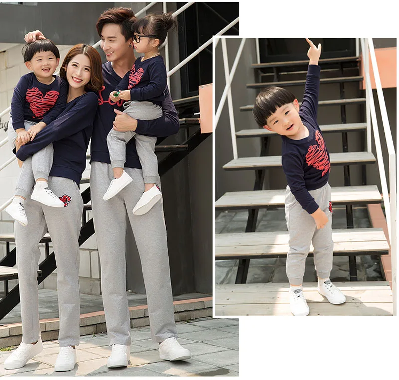 Perfect Family Clothing 2019 Autumn Mother Daughter Father Boy Clothes set Family Matching Outfits Cotton LOVE Shirt Pants Family Look 4