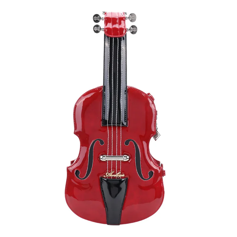 Amilya Популярная женская сумка ручной работы из искусственной кожи сумка в форме гитары Скрипка стильная сумка через плечо - Цвет: Красный