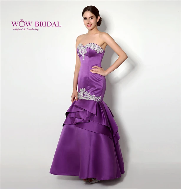 Us 850 Wowbridal Sexy Meerjungfrau Spitze Abendkleider Lila 2016 Satin Abendkleid Kleider 28253 In Wowbridal Sexy Meerjungfrau Spitze Abendkleider