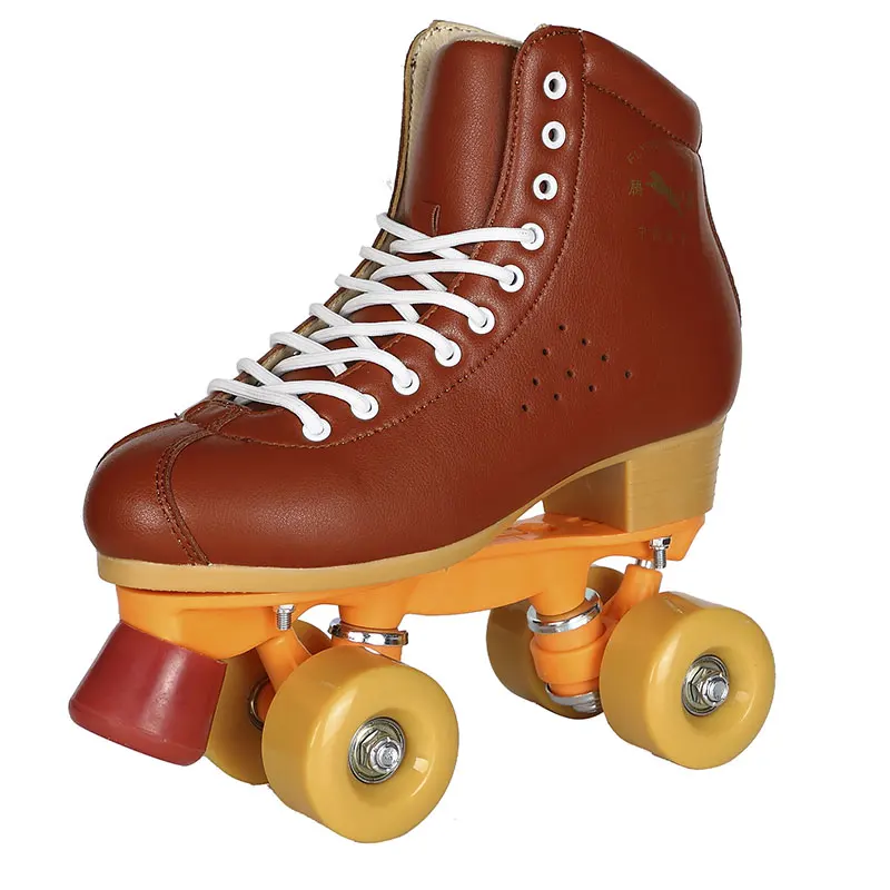 Women Men's Brown Color Double Row Roller Skates Size EU 28 47 Two