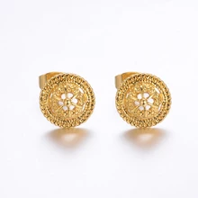 Маленькие круглые серьги WANDO золотистого цвета для детей/девочек, женские модные классические ювелирные изделия, подарок на день рождения для детей, серьги с отжимом E70