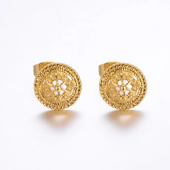 

WANDO SMALL Round Earring Gold Color Kids/Girls Earrings women Fashion Classic Jewelry Child Birthday Gifts push-back earing E70