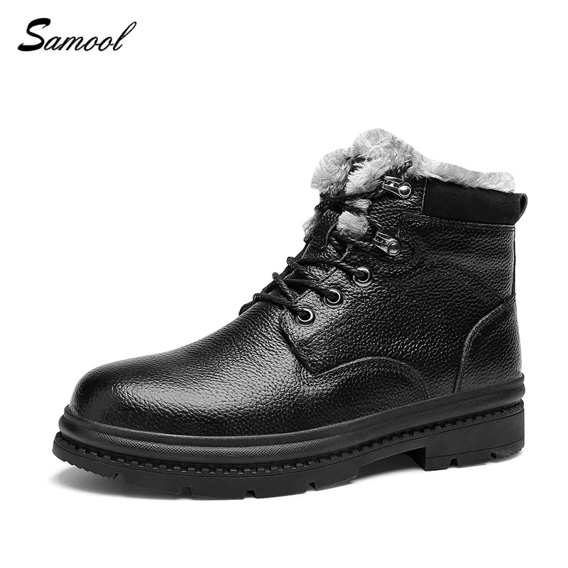 

New 2018 Shoes Genuine Leather Plush Warm Winter Men Boots Anti-skidding Walking Winter Boots for Men Shoes Zapatos Hombre X3