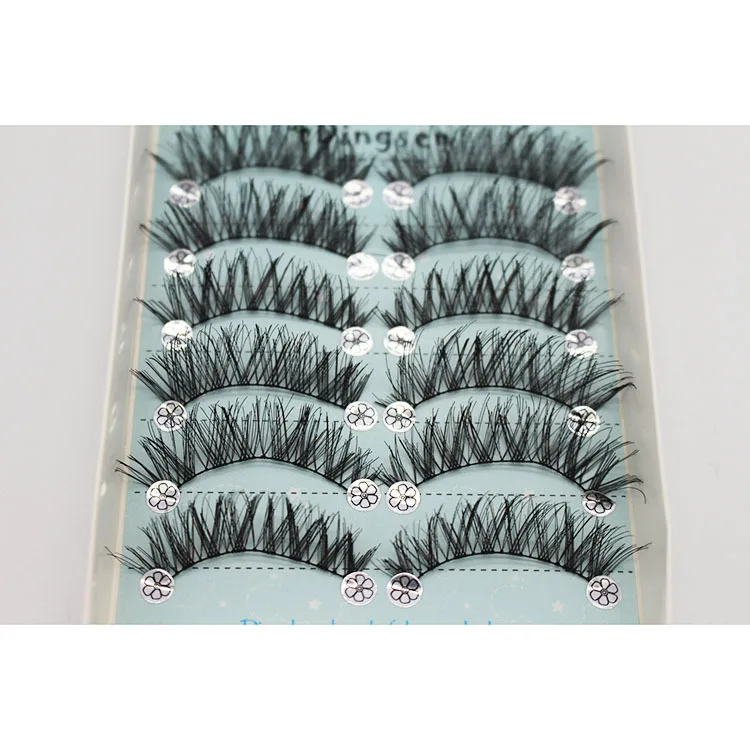 10 Pairs Comfortable Soft Natural Black Gorgeous 3D Long Cross False Eyelashes Eye Lashes Messy Style Handmade