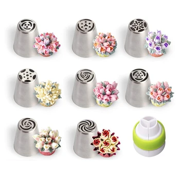 

Russian Piping Tips Stainless Steel Piping Nozzles 9 Pcs/Set Cake Decorating Tools DIY Patisserie Accessories